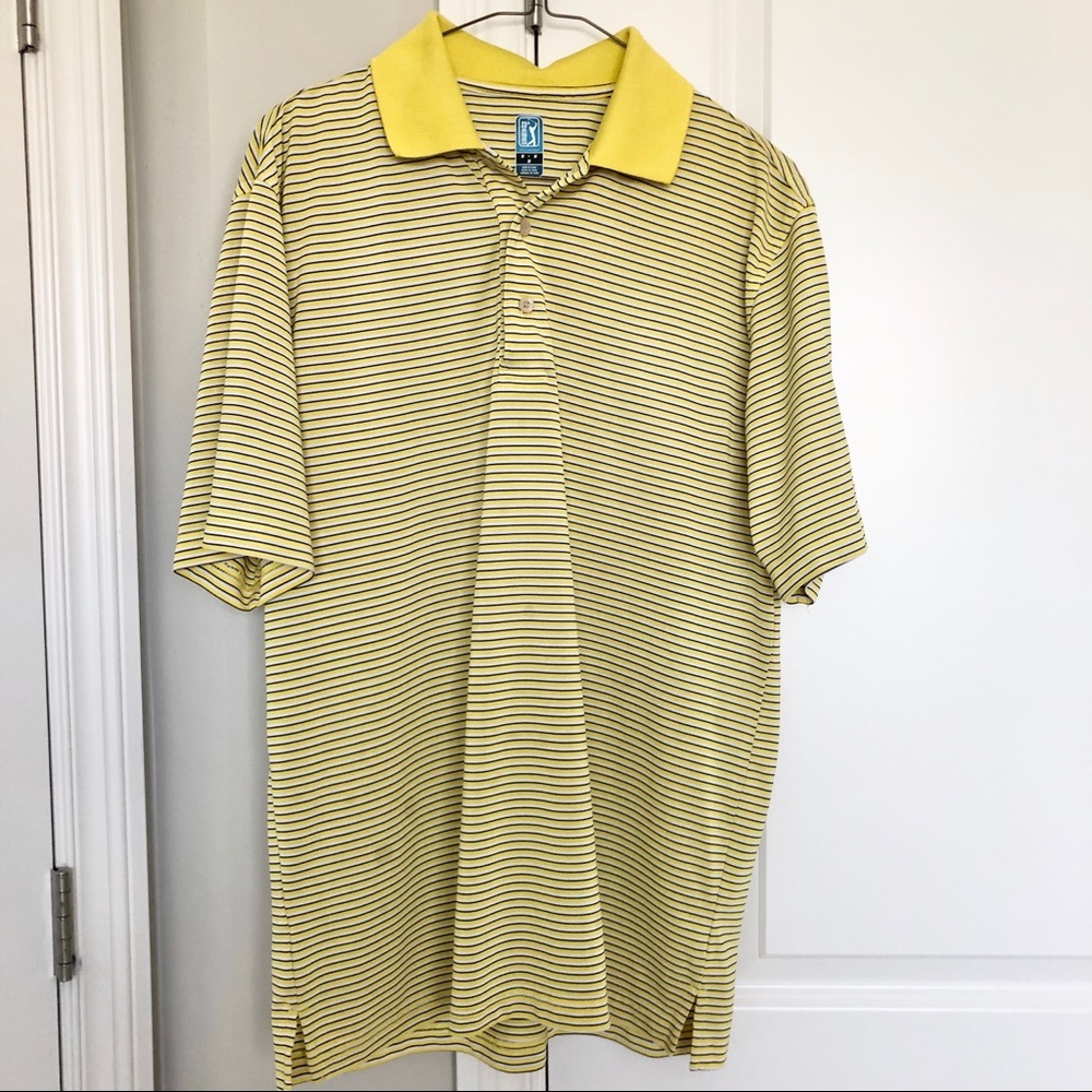 PGA Tour Polo Shirt Yellow Stripe Men